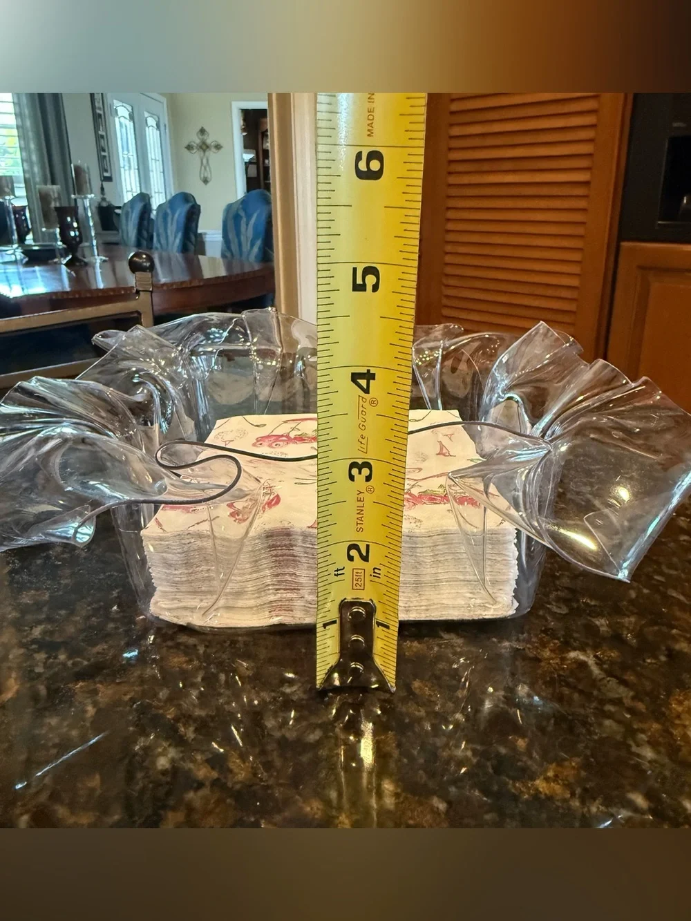 Vintage Clear Ruffled Edge Lucite Cocktail Napkin Holder